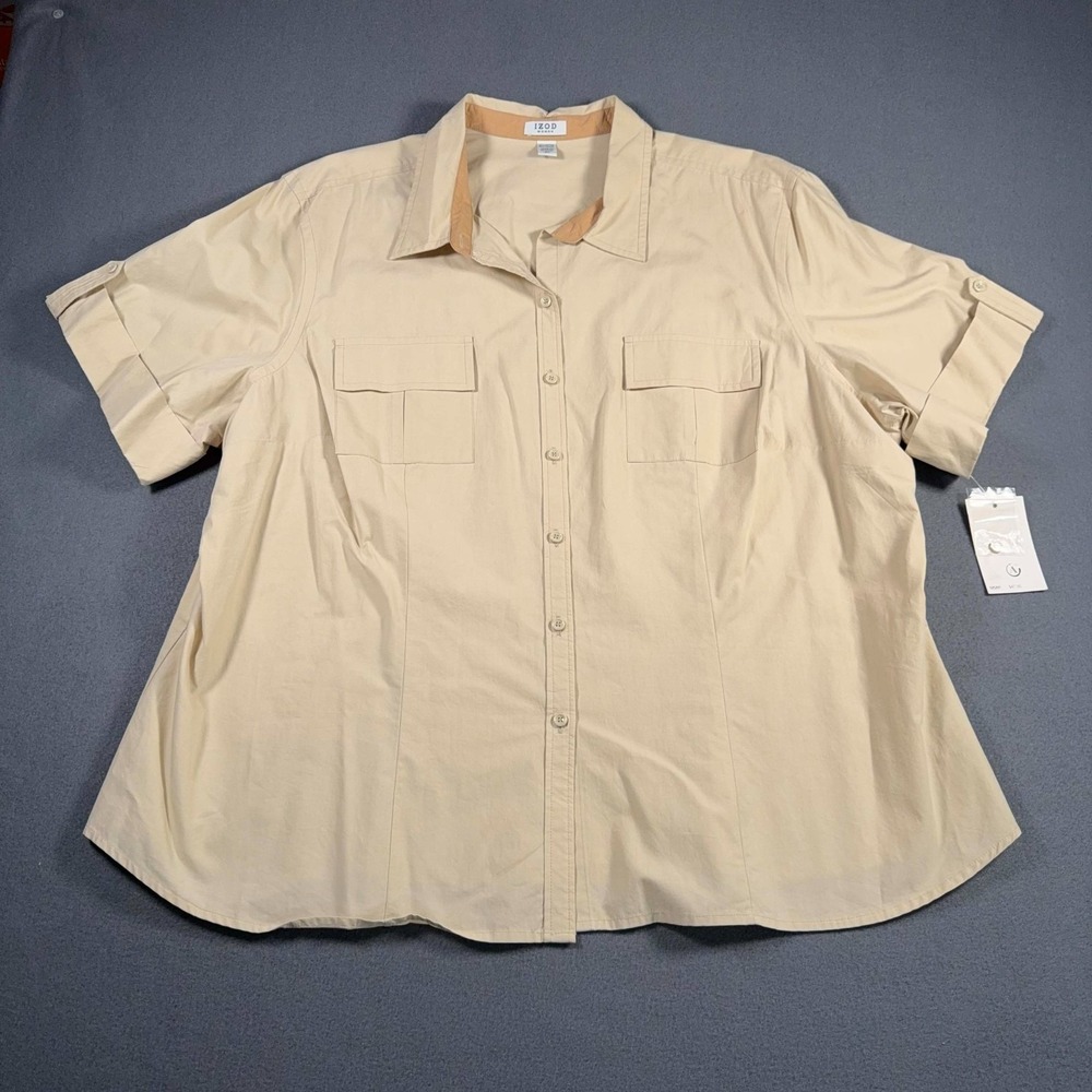 Izod Retro Tropics Beige Womens Shirt Size 2X New with tags! NWT